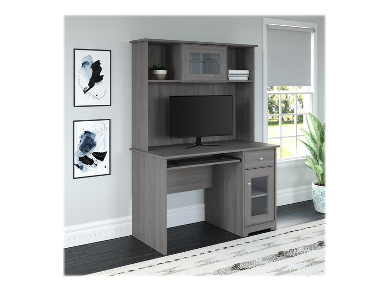 Bush Furniture Cabot 48W Small Computer Desk With Hutch And Keyboard Tray Modern Gray Standard Delivery
