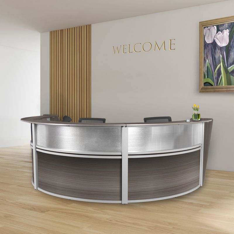 Regency Marque 144W TripleUnit Curved Reception Desk Workstation Gray
