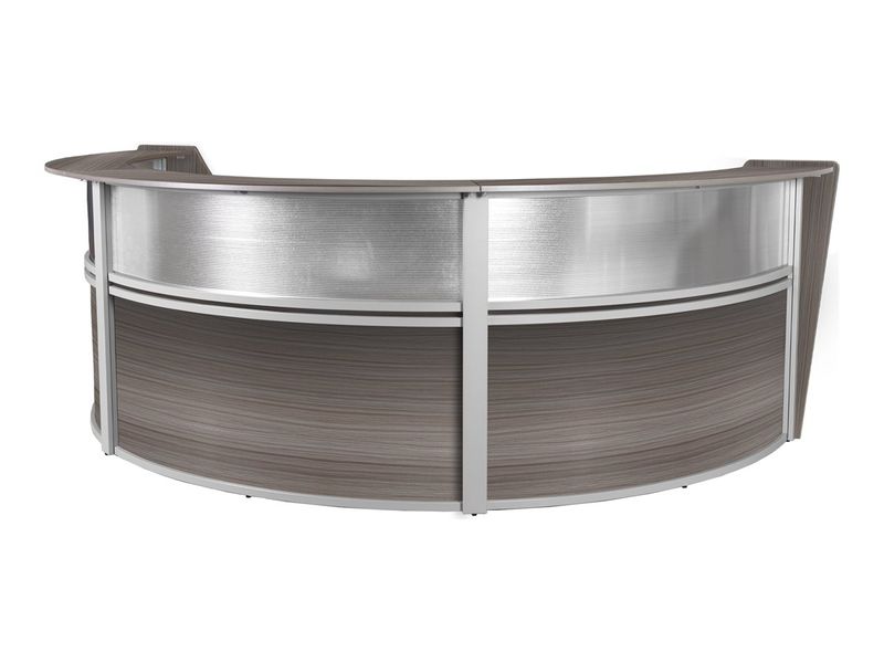 Regency Marque 144W TripleUnit Curved Reception Desk Workstation Gray