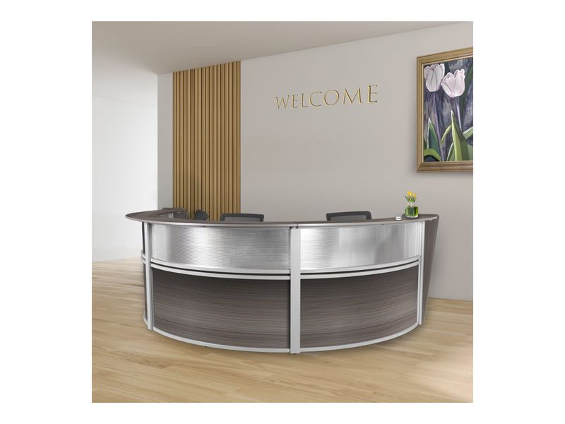 Regency Marque 144W TripleUnit Curved Reception Desk Workstation Gray