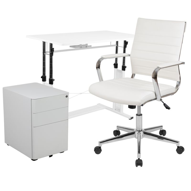 Flash Furniture Work From Home Desk And Chair Set White  BLNNN219CH595MW