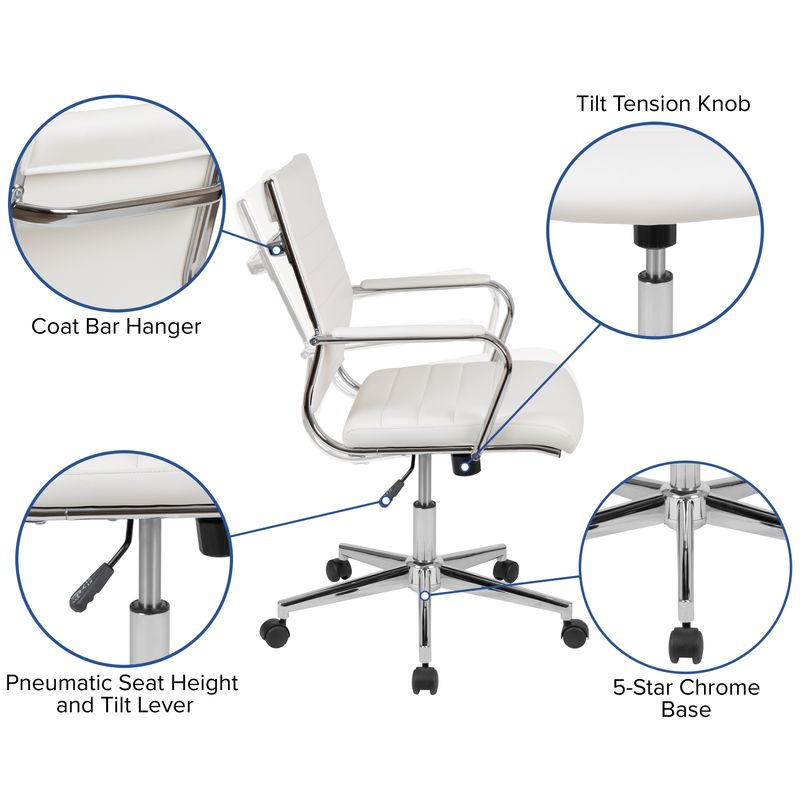 Flash Furniture Work From Home Desk And Chair Set With Adjustable Computer Desk LeatherSoft Office Chair And Locking Mobile Filing Cabinet White