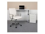 Flash Furniture Work From Home Desk And Chair Set With Adjustable Computer Desk LeatherSoft Office Chair And Locking Mobile Filing Cabinet White