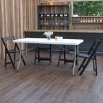 Flash Furniture Plastic Folding Table 29H x 30W x 60D Granite White