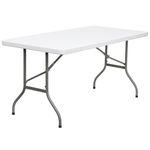 Flash Furniture Plastic Folding Table 29H x 30W x 60D Granite White