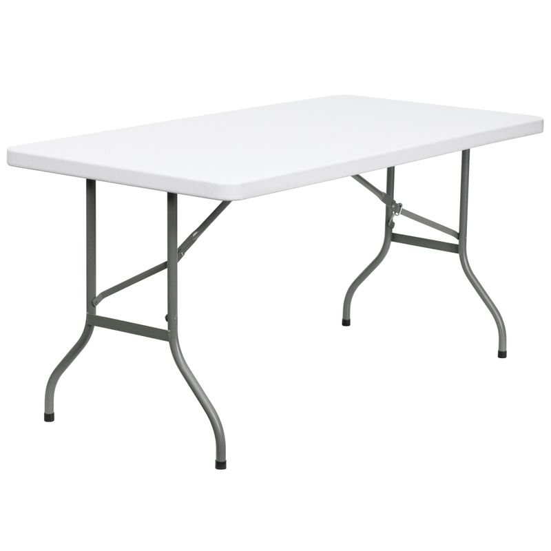 Flash Furniture Plastic Folding Table 29H x 30W x 60D Granite White