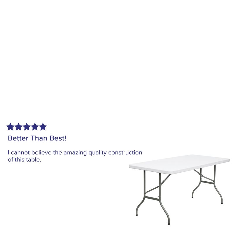 Flash Furniture Plastic Folding Table 29H x 30W x 60D Granite White
