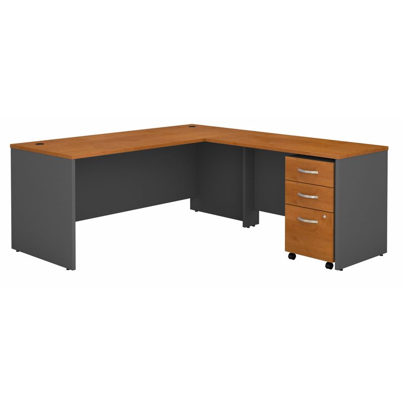 Bush Business Furniture Components 72W L Shaped Desk with 3 Drawer Mobile File Cabinet Natural CherryGraphite Gray Standard Delivery