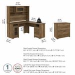 Bush Furniture Cabot 60W LShaped Computer Desk With Hutch And Lateral File Cabinet Reclaimed Pine Standard Delivery