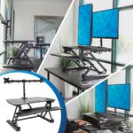 MountIt 33W Electric Adjustable Height SitStand Desk Converter With Dual Monitor Mount Black