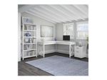 Bush Business Furniture Key West 60W LShaped Corner Desk With Mobile File Cabinet And 5Shelf Bookcase Pure White Oak Standard Delivery