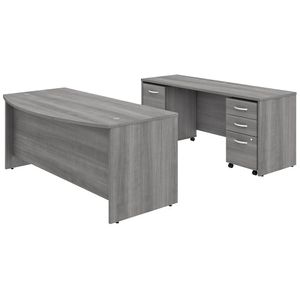 Bush Business Furniture Studio C 72"W Bow-Front Computer Desk And Credenza With Mobile File Cabinets