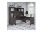 Bush Furniture Somerset 72W 3Position SitToStand LShaped Desk With Hutch Storm Gray Standard Delivery