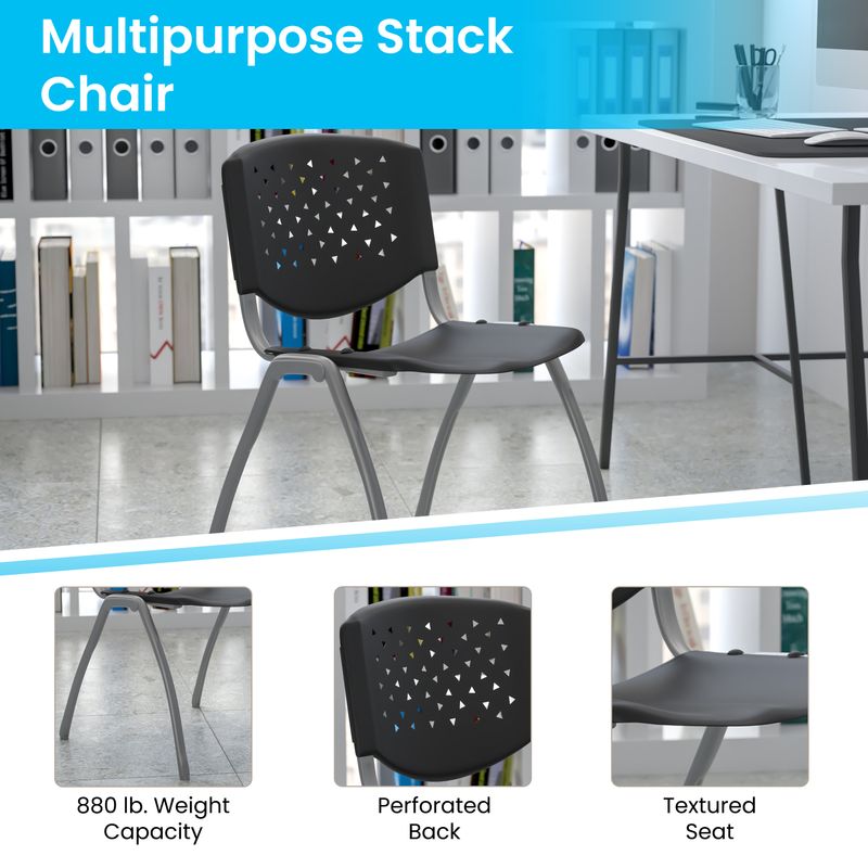 Flash Furniture HERCULES Series Plastic Stack Chairs Black Set Of 5 Chairs