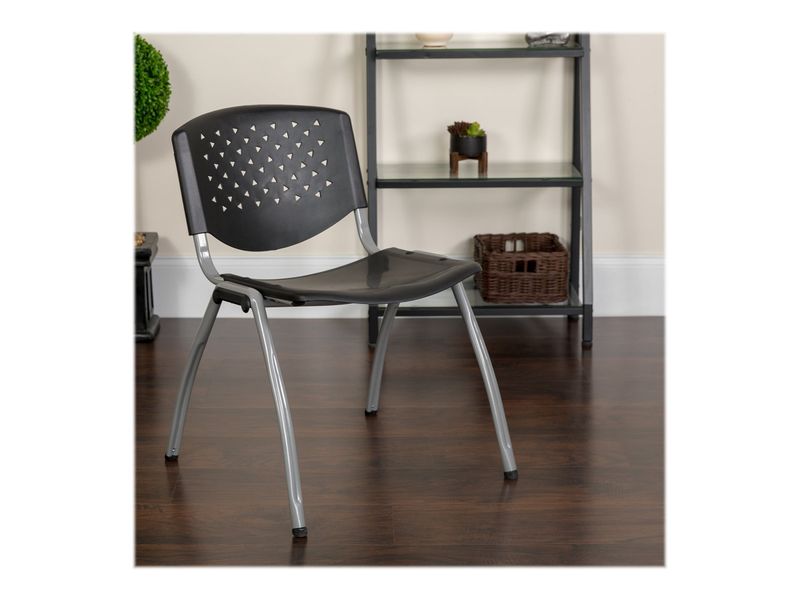 Flash Furniture HERCULES Series Plastic Stack Chairs Black Set Of 5 Chairs