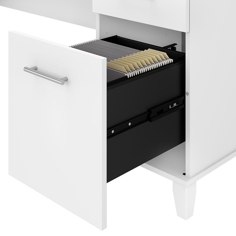 Bush Furniture Somerset 72W LShaped Desk With Hutch And 5Shelf Bookcase White Standard Delivery