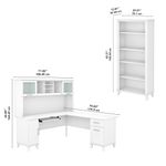 Bush Furniture Somerset 72W LShaped Desk With Hutch And 5Shelf Bookcase White Standard Delivery
