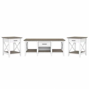 Bush Furniture Key West Coffee Table With Set Of 2 End Tables