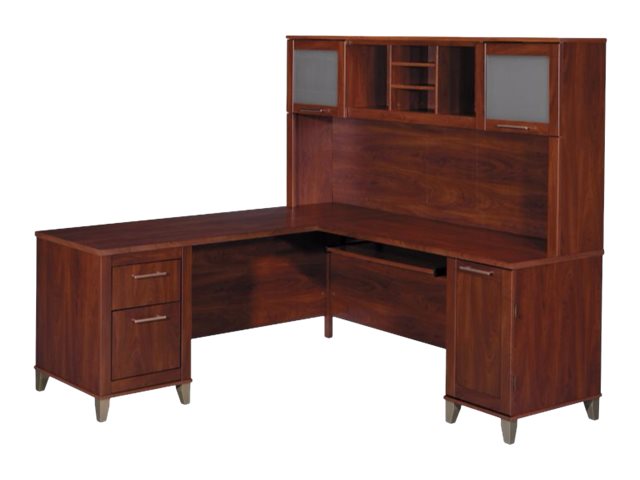 Bush Furniture Somerset L Shaped Desk With Hutch 72W Hansen Cherry Standard Delivery