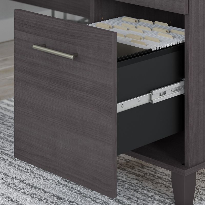 Bush Furniture Somerset 72W LShaped Desk With Hutch And Lateral File Cabinet Storm Gray Standard Delivery