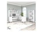 Bush Furniture Somerset 72W LShaped Desk With Hutch And 5Shelf Bookcase White Standard Delivery