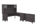 Bush Furniture Somerset 72W LShaped Desk With Hutch And Lateral File Cabinet Storm Gray Standard Delivery