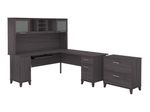Bush Furniture Somerset 72W LShaped Desk With Hutch And Lateral File Cabinet Storm Gray Standard Delivery