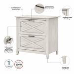 Bush Furniture Key West 54W Computer Desk With 2Drawer Lateral File Cabinet And 5Shelf Bookcase Linen White Oak Standard Delivery