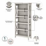 Bush Furniture Key West 54W Computer Desk With 2Drawer Lateral File Cabinet And 5Shelf Bookcase Linen White Oak Standard Delivery