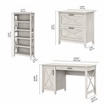 Bush Furniture Key West 54W Computer Desk With 2Drawer Lateral File Cabinet And 5Shelf Bookcase Linen White Oak Standard Delivery