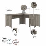 Bush Furniture Salinas 60W LShaped Desk With Hutch Driftwood Gray Standard Delivery