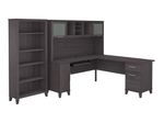 Bush Furniture Somerset 72W LShaped Desk With Hutch And 5Shelf Bookcase Storm Gray Standard Delivery