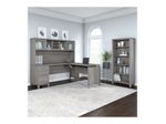 Bush Furniture Somerset 72W 3Position SitToStand LShaped Desk With Hutch And Bookcase Platinum Gray Standard Delivery