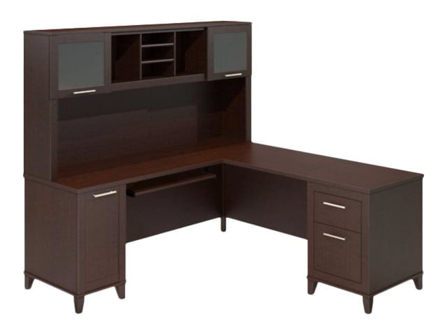 Bush Furniture Somerset 72W LShaped Desk With Hutch Mocha Cherry Standard Delivery
