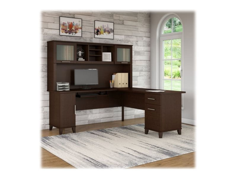 Bush Furniture Somerset 72W LShaped Desk With Hutch Mocha Cherry Standard Delivery