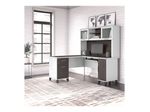 Bush Business Furniture Somerset 60W LShaped Corner Desk With Hutch Storm GrayWhite Standard Delivery