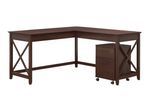 Bush Business Furniture Key West 60W LShaped Corner Desk With Mobile File Cabinet Bing Cherry Standard Delivery