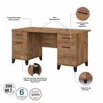 Bush Business Furniture Somerset 60W Office Computer Desk With Lateral File Cabinet And 5Shelf Bookcase Fresh Walnut Standard Delivery