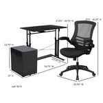 Flash Furniture Work From Home DeskChair Set With Adjustable Computer Desk Ergonomic Mesh ChairMobile Filing Cabinet Black BLNNAN21CPX5LBK