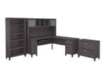 Bush Furniture Somerset 72W LShaped Desk With Hutch Lateral File Cabinet And Bookcase Storm Gray Standard Delivery