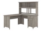 Bush Furniture Salinas 60W LShaped Desk With Hutch Driftwood Gray Standard Delivery