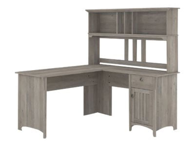 Bush Furniture Salinas 60W LShaped Desk With Hutch Driftwood Gray Standard Delivery