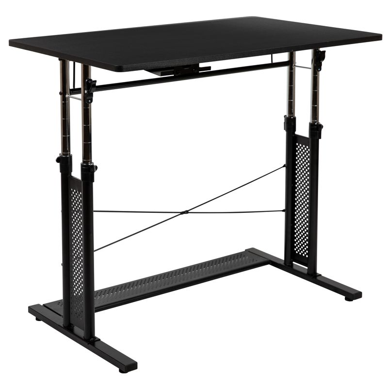 Flash Furniture Work From Home DeskChair Set With Adjustable Computer Desk Ergonomic Mesh ChairMobile Filing Cabinet Black BLNNAN21CPX5LBK