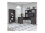 Bush Business Furniture Somerset 60W LShaped Corner Desk With Hutch And 5Shelf Bookcase Storm Gray Standard Delivery