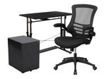 Flash Furniture Work From Home DeskChair Set With Adjustable Computer Desk Ergonomic Mesh ChairMobile Filing Cabinet Black BLNNAN21CPX5LBK