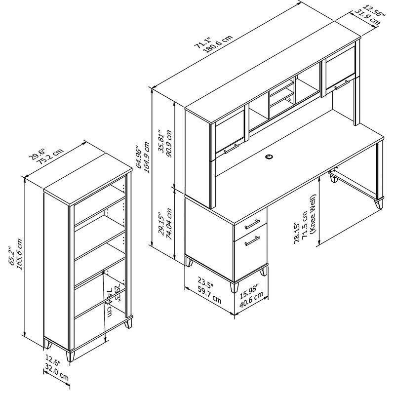 Bush Business Furniture Somerset 72W Office Computer Desk With Hutch And 5Shelf Bookcase Platinum Gray Standard Delivery