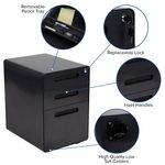Flash Furniture Work From Home Desk And Chair Set With Glass Desk Ergonomic Mesh Office Chair And Filing Cabinet Black BLNNAN28APX5BK