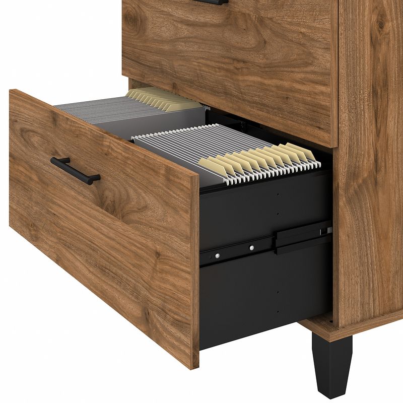 Bush Business Furniture Somerset 60W Office Computer Desk With Lateral File Cabinet And 5Shelf Bookcase Fresh Walnut Standard Delivery