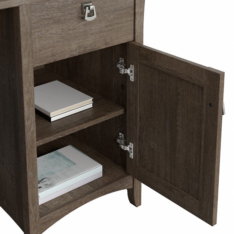 Bush Furniture Salinas 60W LShaped Desk With Hutch Ash Brown Standard Delivery