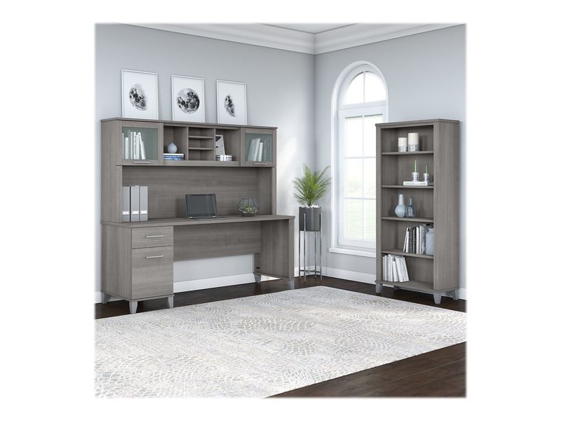 Bush Business Furniture Somerset 72W Office Computer Desk With Hutch And 5Shelf Bookcase Platinum Gray Standard Delivery